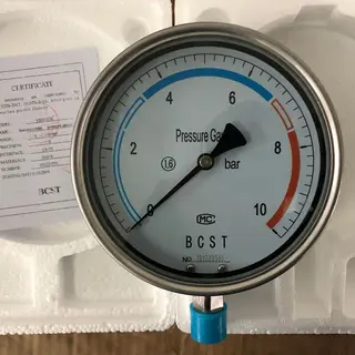 SS 316 Pressure Gauge, Stainless Steel, 1/2 Inch, 0-10 Bar